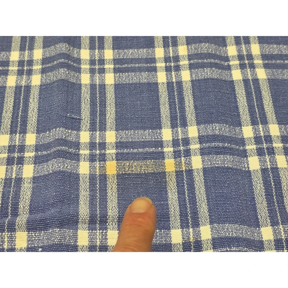 Blue White Plaid Woven Placemats Set of 5 Fringed Edge Farmhouse Country 18x12.5